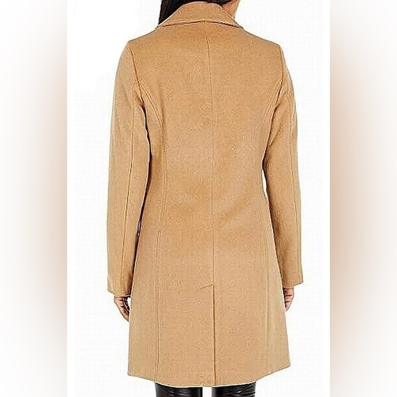 NWT Calvin Klein Classic Single Breasted Wool Cashmere Coat in Camel - Picture 4 of 15